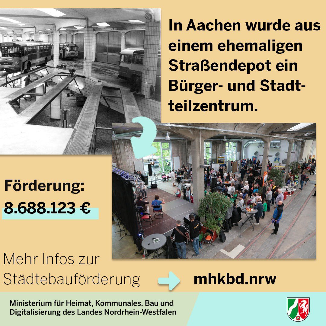 Heute ist der #TagDerStädtebauförderung! 🌆 Mit der Städtebauförderung fördert die Landesregierung #NRW Mut und Kreativität in unseren Städten und Gemeinden. Von Brachflächen zu lebendigen Zentren, von Gebäuden zu Wahrzeichen – Die Städtebauförderung macht's möglich.