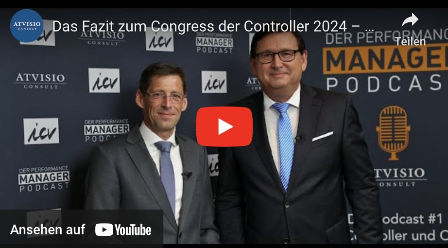 48. Congress der Controller - viele Impressionen sind online zu finden. Unter anderem auch ein Gespräch mit Peter Bluhm, Geschäftsführer von ATVISIO Consult , und dem ICV Vorstandsvorsitzenden. Prof. Dr. Heimo Losbichler zieht ein erstes Fazit.
Zum Video:
icv-controlling.com/de/events/cong…
