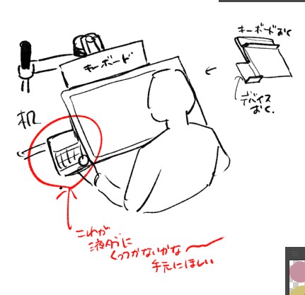 キーボードは液タブ上に設置するものがうってるからいいんだけど、左手デバイスを液タブに設置することはできないんだろうか 