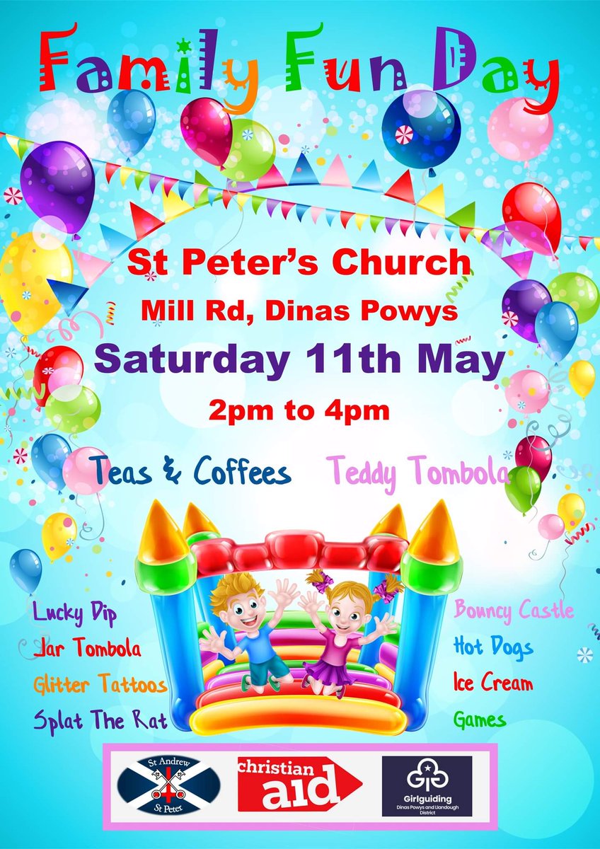 St Peters Church (@stpetersdinas) on Twitter photo Only a week to go until our <a href="/christian_aid/">Christian Aid</a> <a href="/DileuTlodi/">Christian Aid Cymru</a> <a href="/GuidingCymru/">Girlguiding Cymru 🏴</a> Fun Day. Join us May 11th 2pm in our beautiful grounds! <a href="/GlamorganStar/">𝗚𝗹𝗮𝗺𝗼𝗿𝗴𝗮𝗻 𝗦𝘁𝗮𝗿 𝗻𝗲𝘄𝘀𝗽𝗮𝗽𝗲𝗿</a> <a href="/standrewsmajor/">St Andrews Major PS</a> <a href="/DinasPowysPS/">DinasPowysPrimary</a> Only a week to go until our <a href="/christian_aid/">Christian Aid</a> <a href="/DileuTlodi/">Christian Aid Cymru</a> <a href="/GuidingCymru/">Girlguiding Cymru 🏴</a> Fun Day. Join us May 11th 2pm in our beautiful grounds! <a href="/GlamorganStar/">𝗚𝗹𝗮𝗺𝗼𝗿𝗴𝗮𝗻 𝗦𝘁𝗮𝗿 𝗻𝗲𝘄𝘀𝗽𝗮𝗽𝗲𝗿</a> <a href="/standrewsmajor/">St Andrews Major PS</a> <a href="/DinasPowysPS/">DinasPowysPrimary</a>