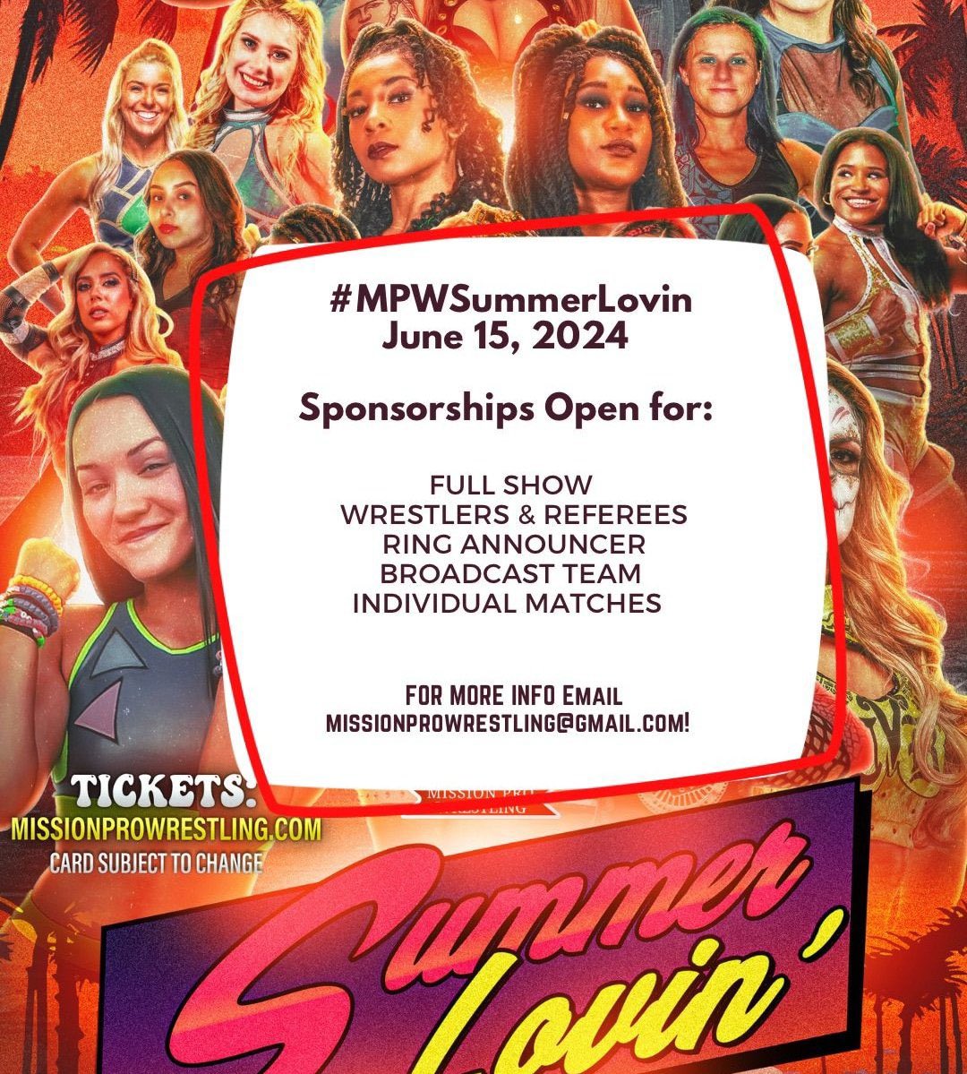 #ICYMI Our first 2 match announcements for #MPWSummerLovin on June 15th! Stay tuned for more announcements coming soon! 🎫: missionprowrestling.com 📺: @TitleMatchWN Sponsorship inquiries: 📧: missionprowrestling@gmail.com #wrestleUNIVERSE #WrestlingCommunity #SanAntonio