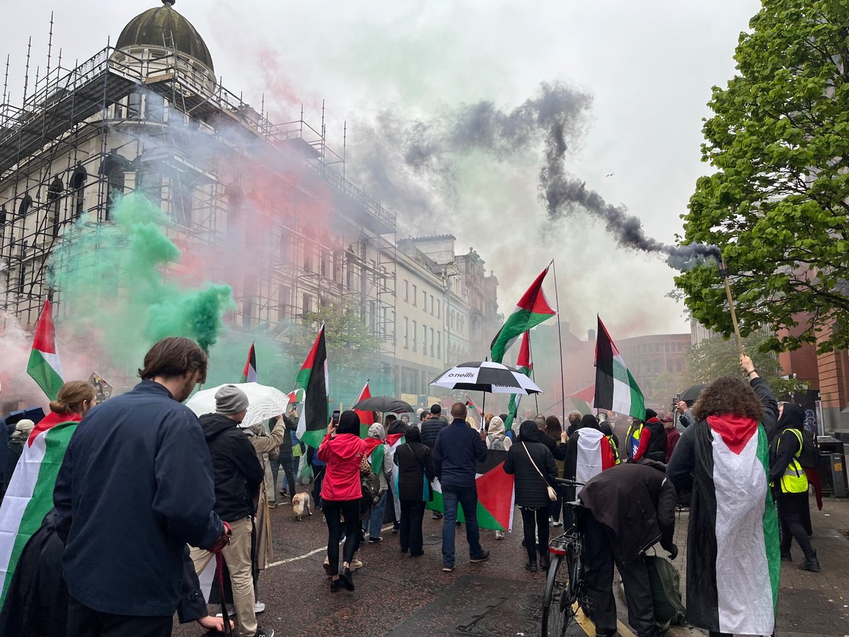 Palestine bloc at Belfast’s May Day Rally. 🍉🍉🍉