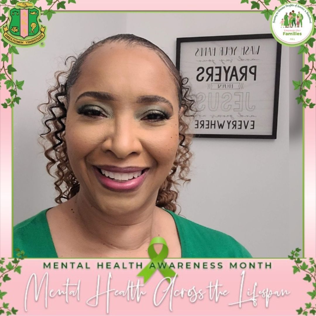 Join Eta Xi Omega Chapter member Tammy in shining a light on Mental Health Awareness Month — because every conversation we start can be a step toward healing. #MentalHealthMatters #aka1908 #sophisticatedsoutheastern #soaringwithaka #etaxiomegachapter