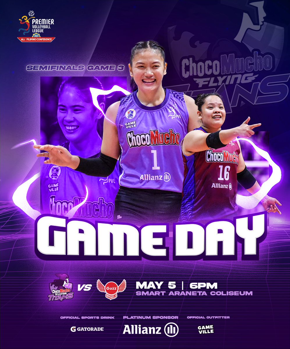 Crucial deciding game tonight! 🚨 Join the Choco Mucho Flying Titans as they go up against the Petro Gazz Angels tonight at 6PM! Catch the game LIVE on One Sports, One Sports+, Cignal Play, Pilipinas Live, and PVL.ph/live ​ #ChocoMucho #CMFT #TitanPride #PVL2024