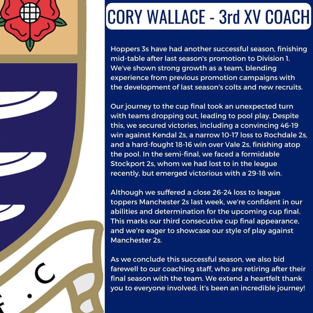 We caught up with 3rd XV Coach Cory Wallace ahead of the Jug Final with Manchester today. Good luck lads! #UpTheHoppers #WeArePreston