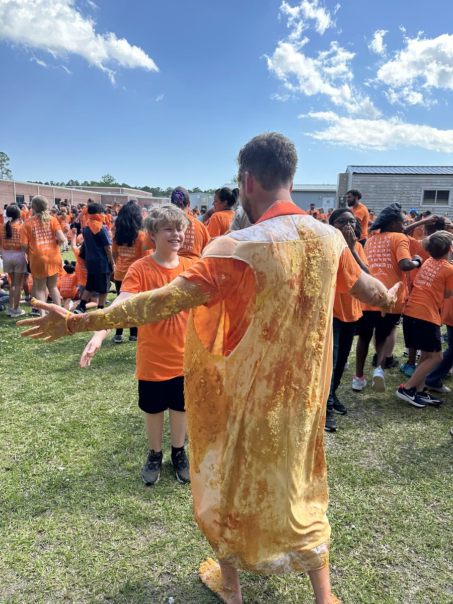 We wrapped up our fundraising week with a school-wide celebration. We hit over $80,000 and Mr. Reagle went down a slip and slide full of hotdog toppings for our students!