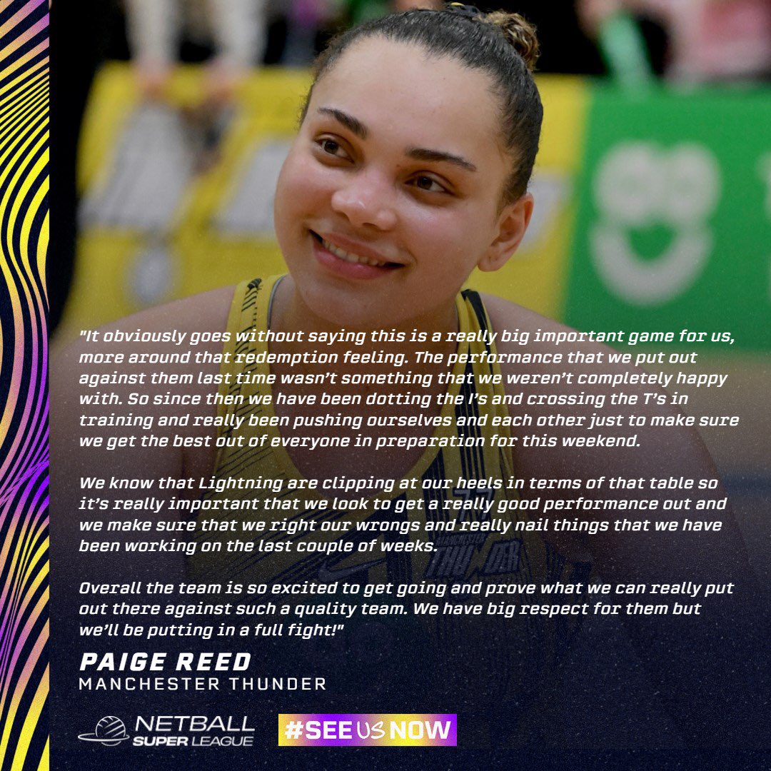 Check out Paige Reed’s thought’s going into one of our most important games of the season 👀 Who’s coming to to see Thunder take on @LboroLightning in the 12th round of the @NetballSL ⚡️ We need your support Thunder fans 🖤💛 #NSL2024