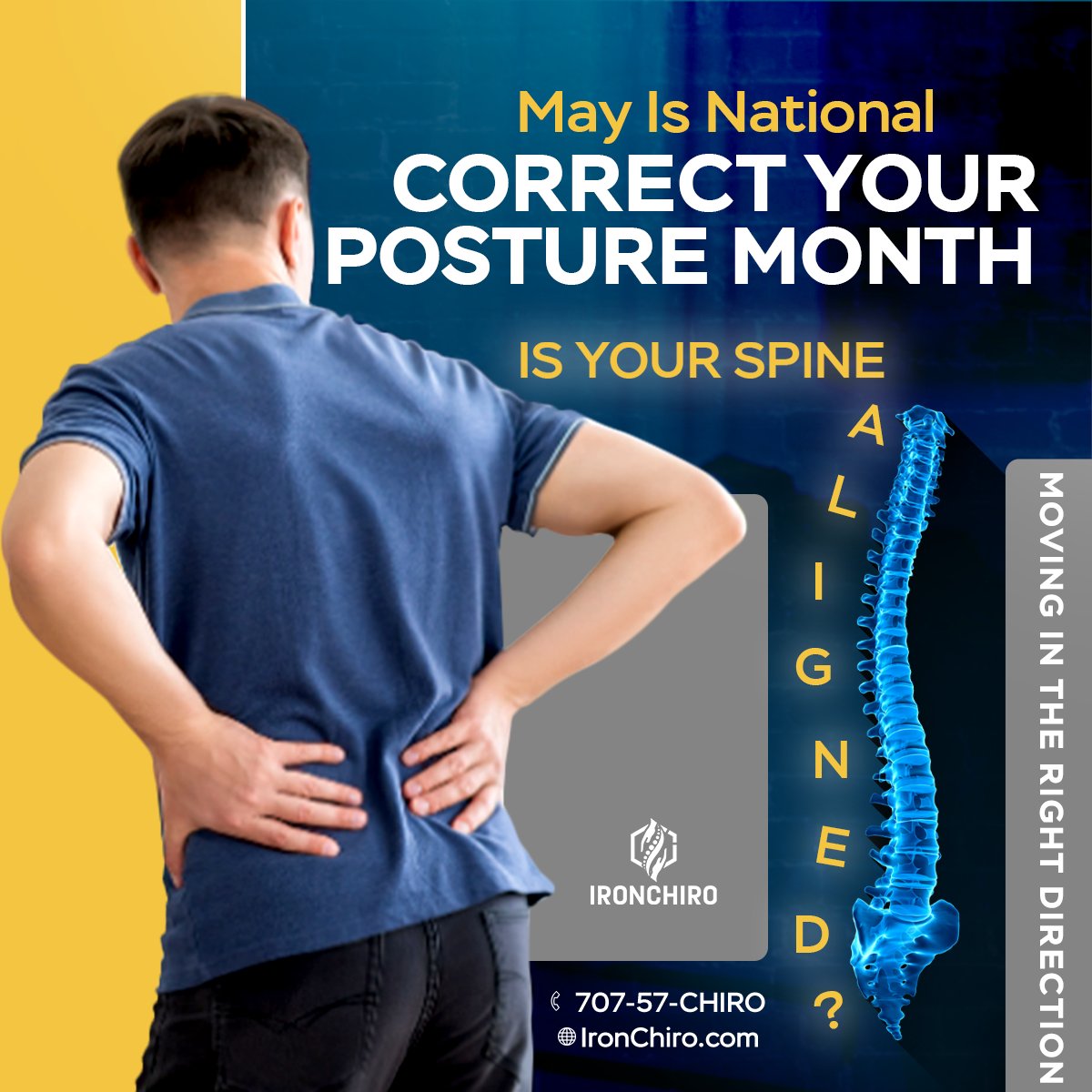 May is National Correct Your Posture Month, and it's the perfect time to straighten things up! 
Stand tall with IronChiro! 

#CorrectYourPostureMonth | #IronChiro | #StandTall | #BackHealth | #ChiropracticCare