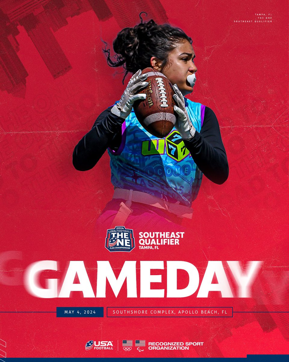 It's 𝗚𝗔𝗠𝗘 𝗗𝗔𝗬 in the Sunshine State! 🏖️ 🏈 Southeast Qualifier 📍 Tampa, FL 🏟️ Southshore Complex 📺 bit.ly/44F4hy7 #RoadToTheOne #USAFBQualifier #FlagFootball