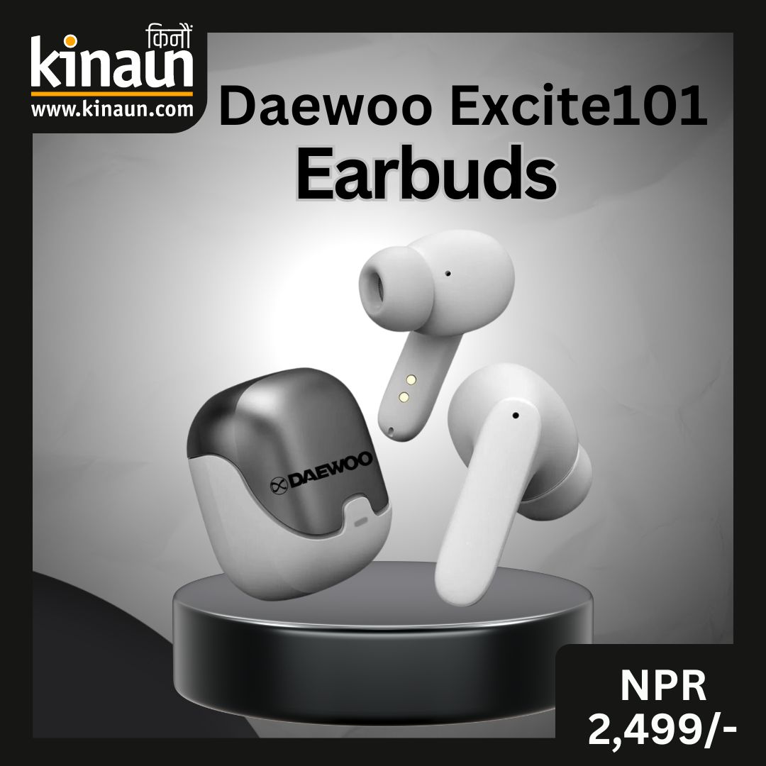 Daewoo Excite101 Earbuds at NPR 2,499/-
kinaun.com/product/daewoo…

#Daewoo #earphones #wirelessearphones #Earbuds #wirelessearbuds #bluetooth #audio #kinaunshopping #किनौं