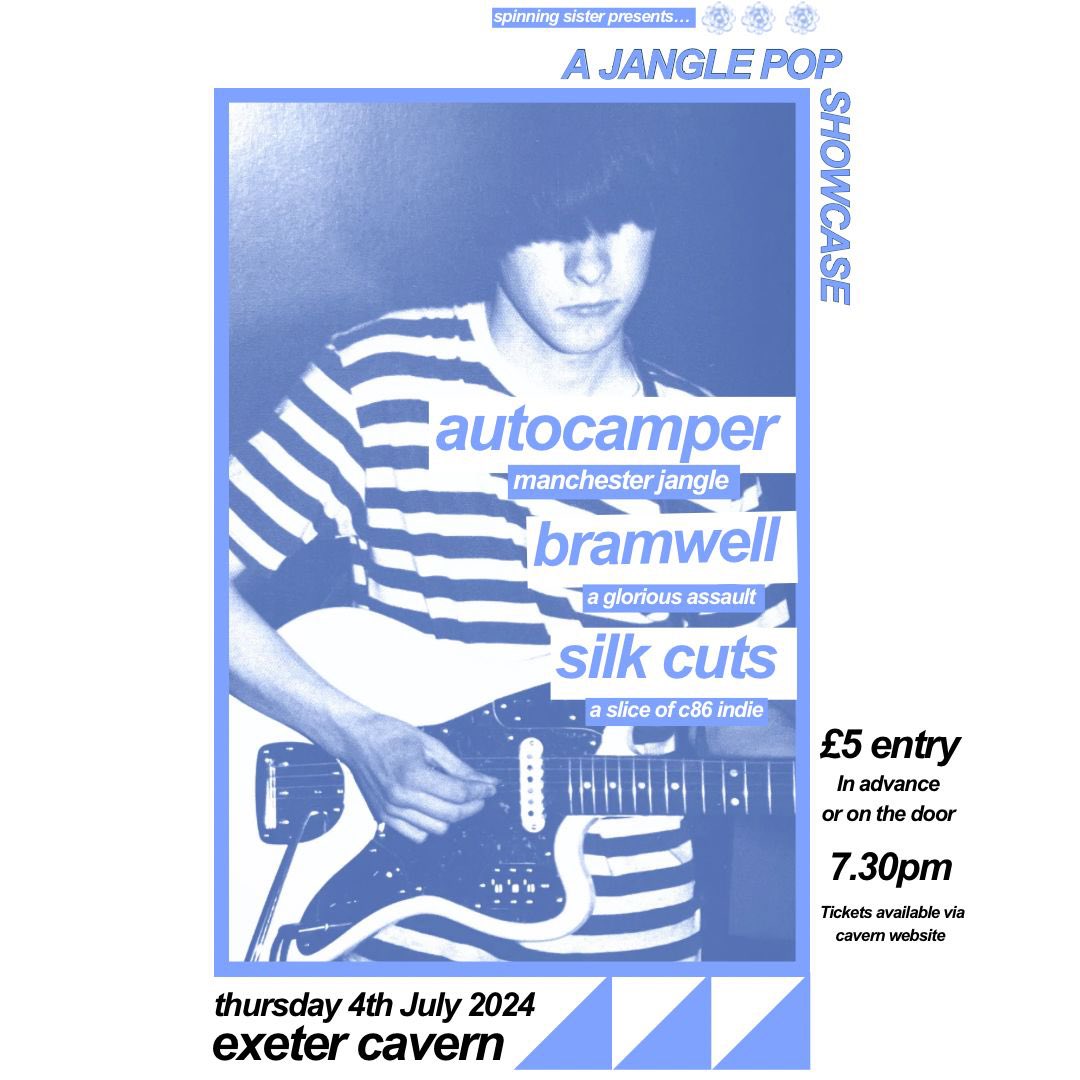 now this is the real cream of the crop - manchester janglers Autocamper head down to Cavern in early July, with support from locals Silk Cuts and Bramwell. tickets available online or on the door. @AutocamperBand @bramwellband @ExeterCavern