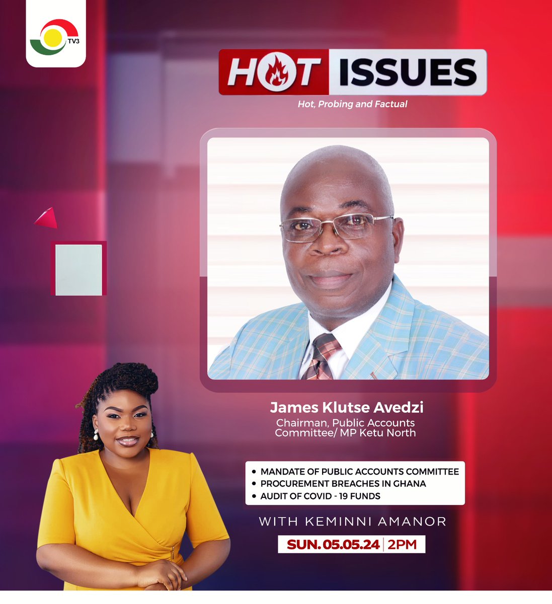 Is the Public Accounts Committee doing enough to help safeguard the public purse? What happened to the COVID-19 funds? Tune in at 2PM on Sunday on #HotIssues with @keminni. #3NewsGH