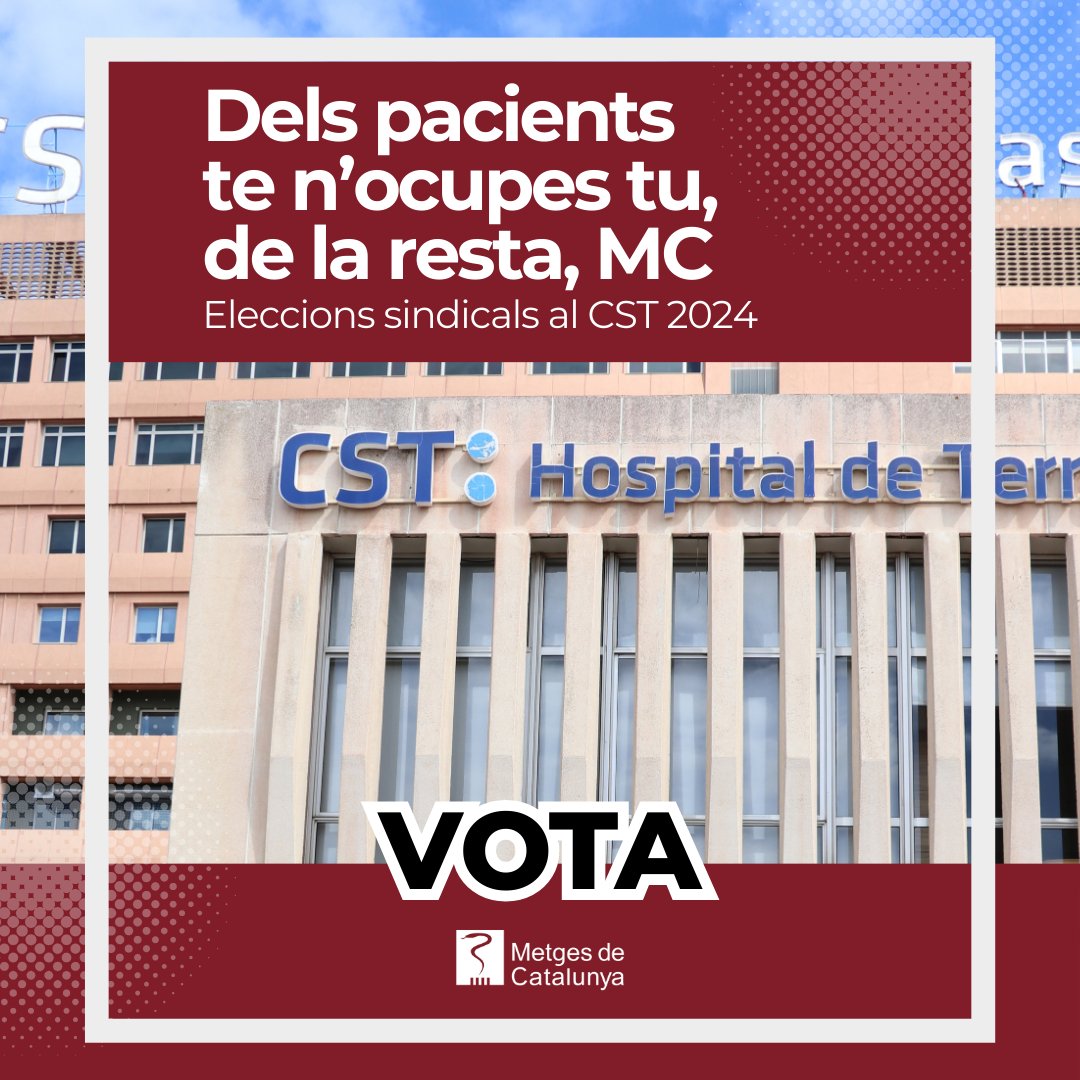 #EleccionsCST2024

Volem que tu només t'hagis de preocupar de tot allò que envolta a l'atenció dels teus pacients, De les teves condicions laborals i retributives, deixa'ns que ens n'ocupem nosaltres!

El 8 i 9 de maig, vota't!
Vota Metges de Catalunya!