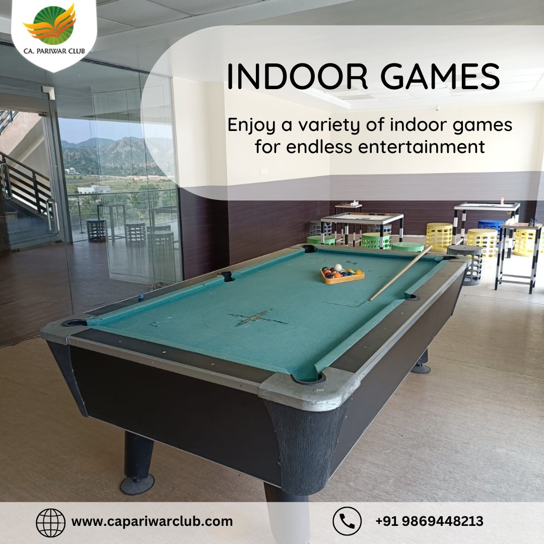 Step into endless fun at CA Pariwar Club! With a variety of games for all ages,there's never a dull moment. Challenge your family to a match of table tennis, carrom,or chess in our indoor gaming zone. Let's make memories together! #CAPariwarClub #FamilyFun #IndoorGames #GoodTimes