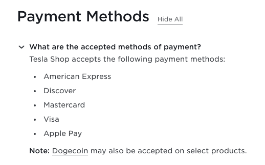 ⚡️ BREAKING: #Tesla updated their payment methods to include $DOGE.