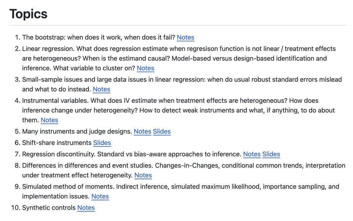 Michal Kolesar's Advanced Applied Econometrics lecture notes are a delight github.com/kolesarm/539b/