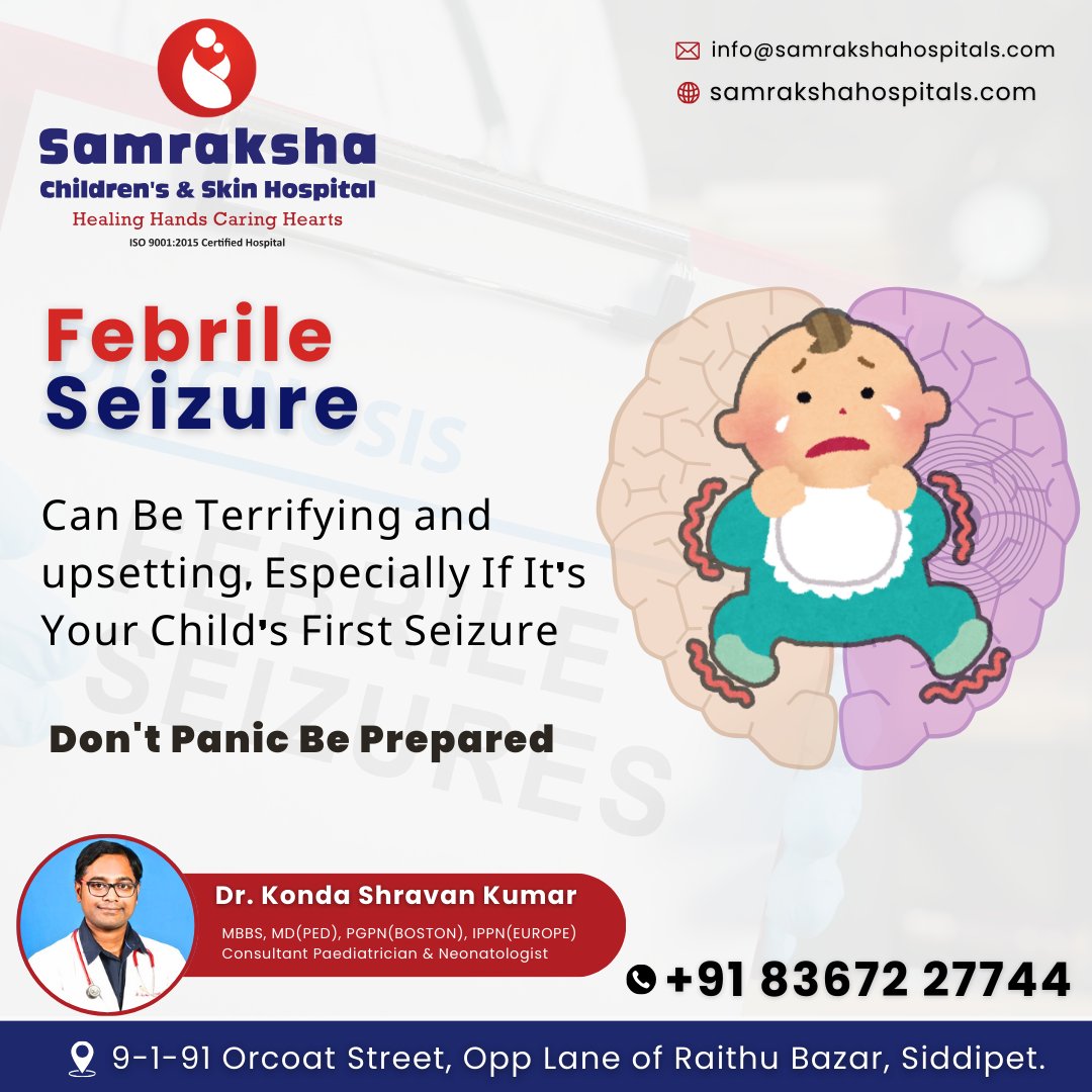 🚨 First febrile seizure? Don't panic, be prepared! 🚨

When it comes to your child's health, knowledge is power. Febrile seizures can be scary, especially if it's your child's first. But fear not! Dr. Konda Shravan Kumar, our trusted Consultant Paediatrician & Neonatologist🧒👩‍⚕️