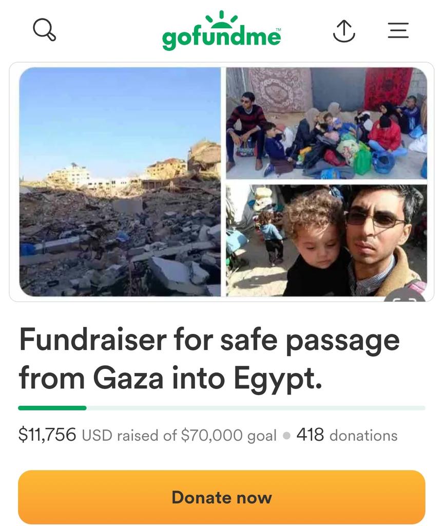 Please help spread the word about my fundraiser to evacuate #Rafa/#Gaza. Please donate and share! THANK YOU , Dear friends. gofund.me/18cf1485