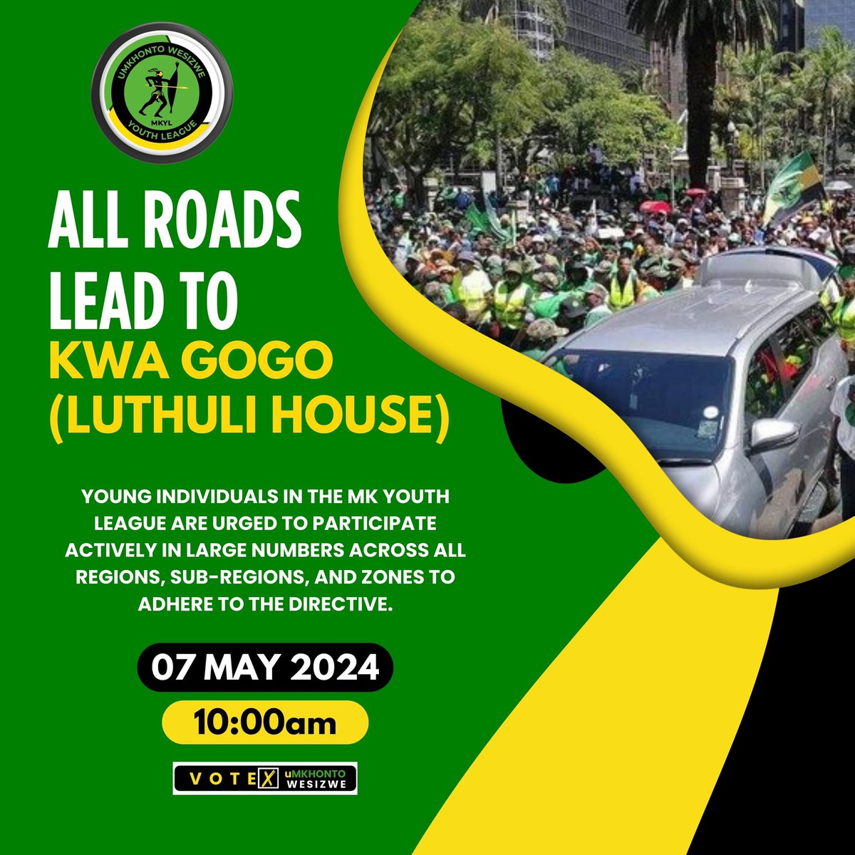 Young people and students will be there in numbers supporting their father their President Mhlanganyelwa Zuma. Vote MK party 29 May💚🖤✊🏾