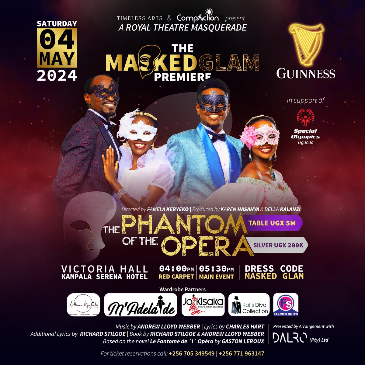ITS TONIGHT

Andrew Lloyd Weber’s Phantom Of The Opera produced by @TimelessUg PREMIERES TONIGHT at the @kampalaserena 

Get ready for a night to remember for it will transport you to another world with its captivating story and breathtaking performances.

# PhantomOfTheOpera