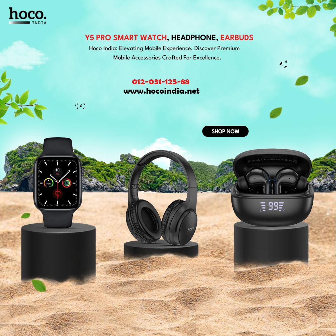 😎🎧⌚️Upgrade your every day with the Y5 Pro smartwatch, headphones, and earbuds. 😎🎧⌚️ #hocoindia #smartgadgets #headphone #earbuds