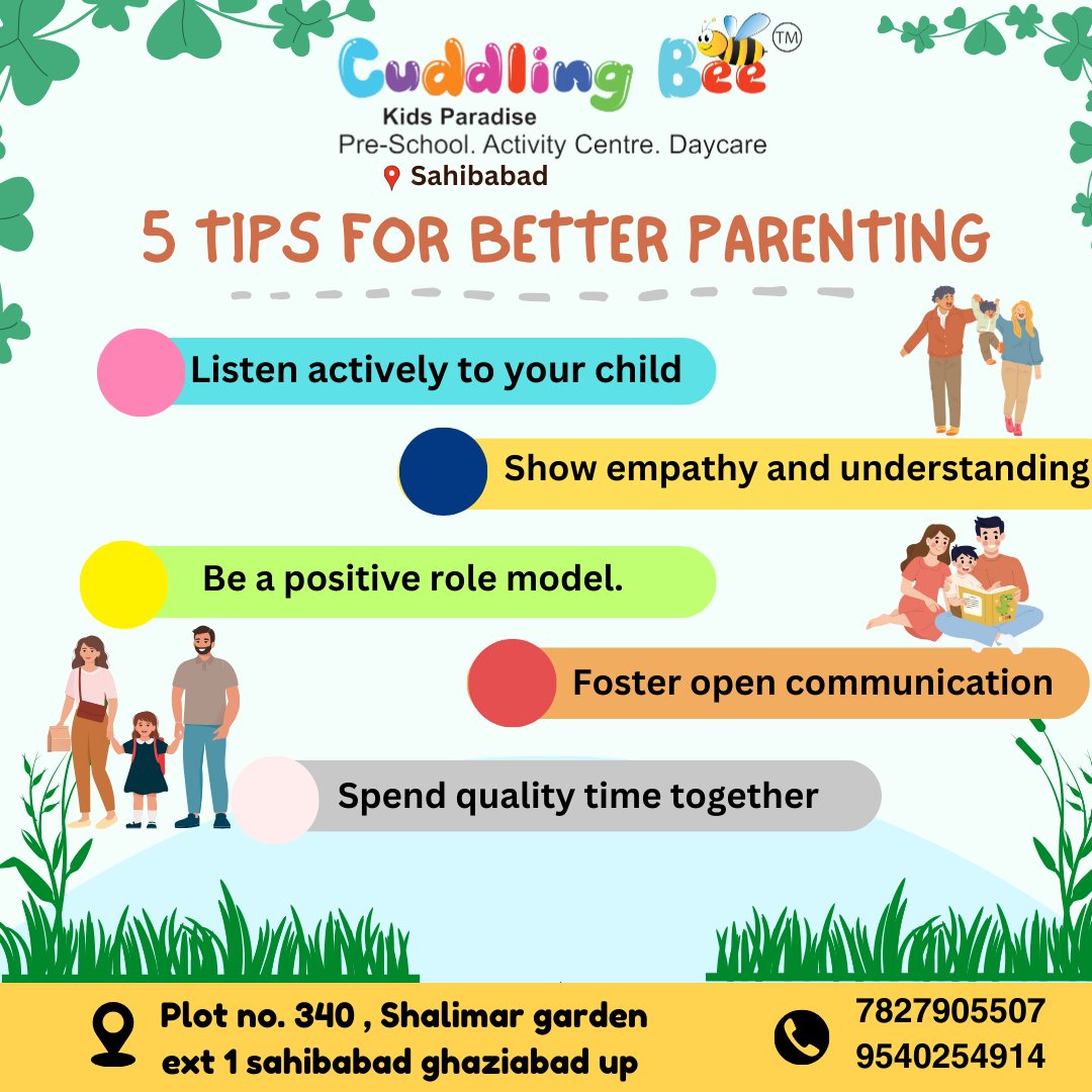 Empowering parents with invaluable insights for nurturing brighter futures. 💡 
.
.
📞 Call us at   7827905507/ 9540254914
📍 Location: Plot no. 340, Shalimar Garden ext 1 Sahibabad Ghaziabad up
#PreschoolWisdom #playschool #cuddlingbee #preschool #BetterParenting #ParentingTips