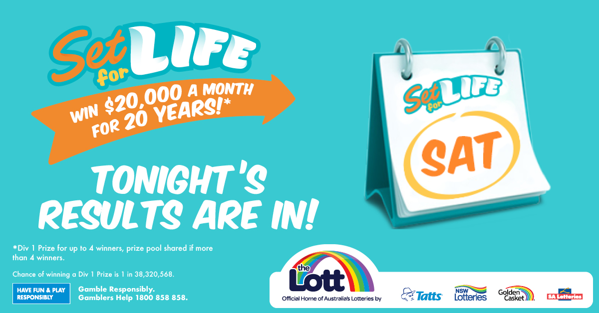 #SetforLife   results are now available.   Results:   thelott.com/set-for-life/r…   #gambleresponsibly Gamblers Help 1800 858 858