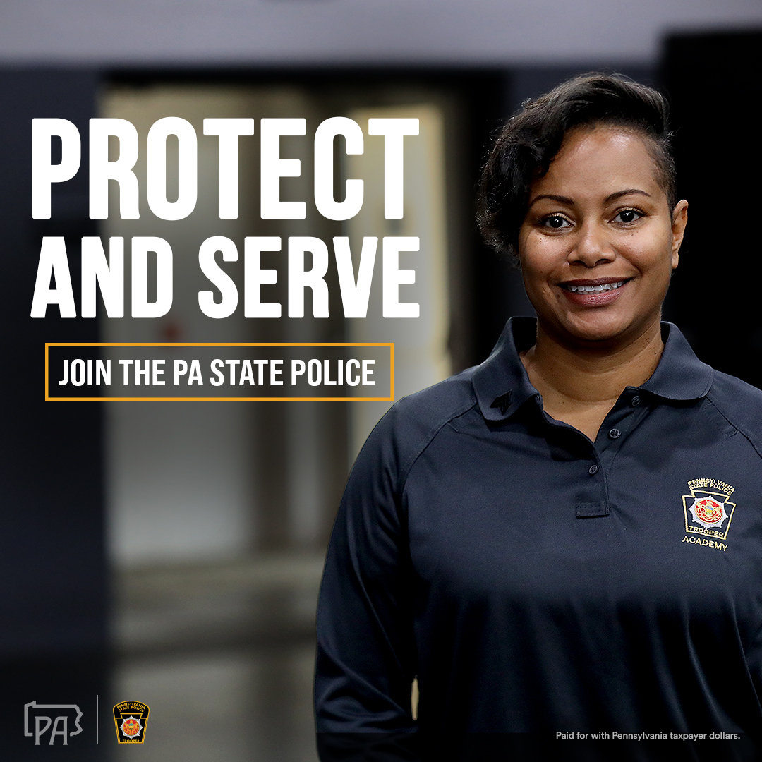 Visit the @PAStatePolice table at today's #PSAC Outdoor Track and Field Championship in Shippensburg! The Pennsylvania State Police are hiring troopers to protect and serve our commonwealth. Ready to answer the call? Visit patrooper.com to learn more. #PSACProud