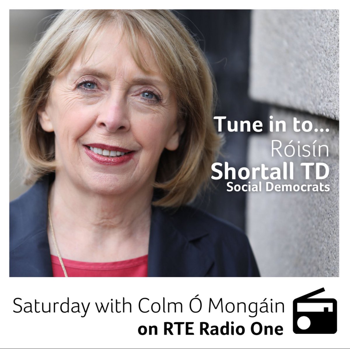 Coming up on @SaturdayRTE, @RoisinShortall will be joining the show. Tune in from 1pm 📻
