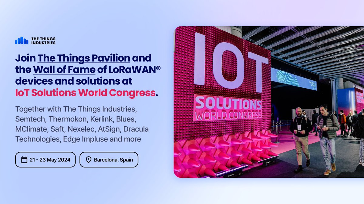 Meet #LoRaWAN solutions frontrunners at the @IOTSWC on 21-23 May in Barcelona! - Discover how LoRaWAN can optimise your business operations - Check out the real devices and business cases at the Wall of Fame Attend the event for a special price with us: ow.ly/NKq650Rn8I7