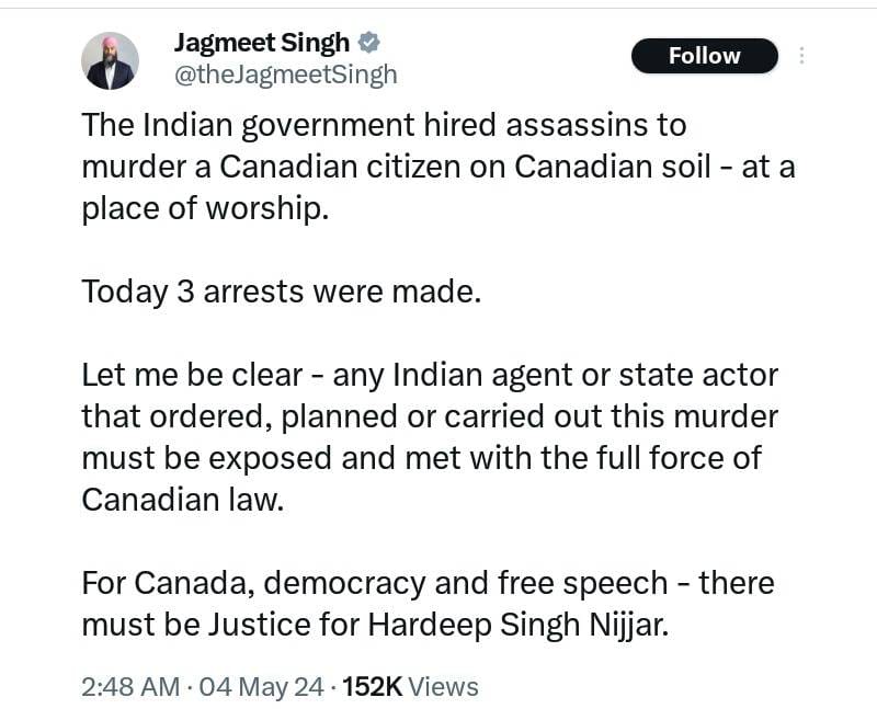 Once again, Jagmeet Singh is spreading venom against the #IndianGovernment. #ShameOnJagmeetSingh