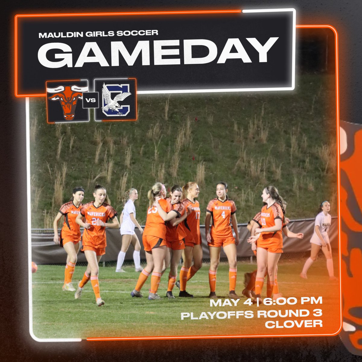 ROUND 3️⃣ Bring your rain jackets and come get loud because it's game day in Mav Land! We host Clover at 6:00pm at Freeman Field. BE THERE. #CPU