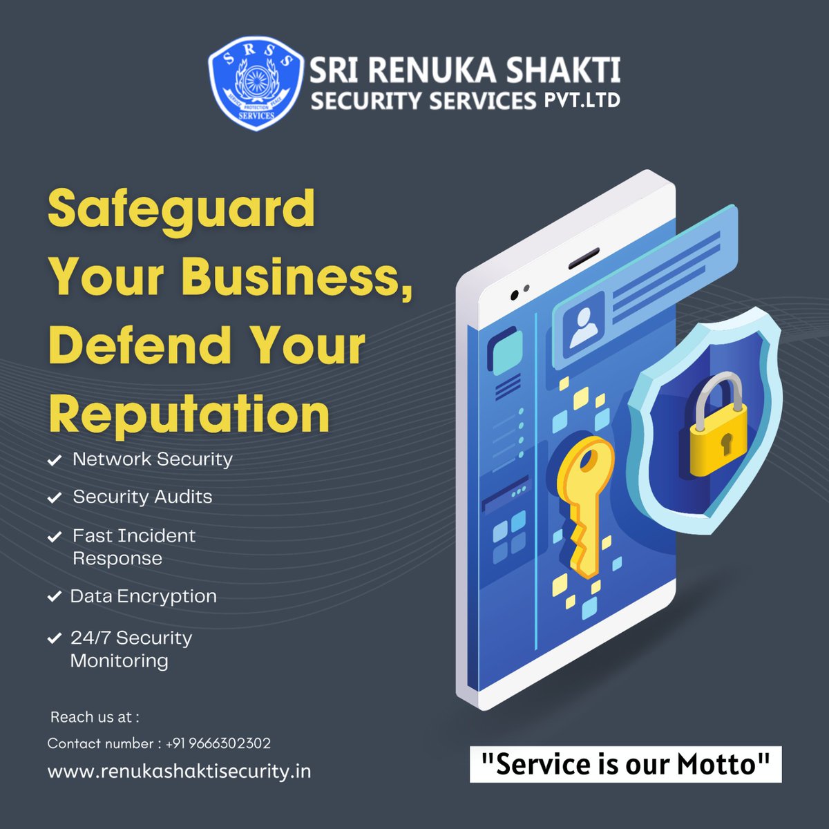 At Sri Renuka Security Services, we employ a team of highly trained and experienced security professionals. #SriRenukaShaktiSecurity #Securityguards #SecurityServices #ExpertiseInSafety #DedicationToProtection #YourSafetyMatters #PeaceOfMind #SafeguardingYou #recomended