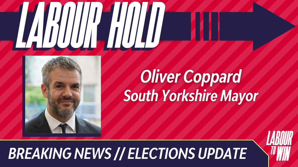 BREAKING NEWS! 🚨 @OliverCoppard is reelected as Mayor of South Yorkshire! 👊🌹 We love to see it. Huge well done to Oliver and the team! ❤️‍🔥🌹