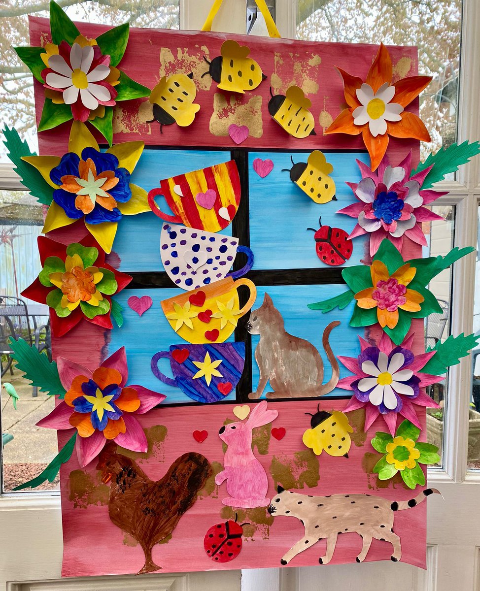 Fabulous @creativemojo 'Through the Farmhouse Window' artwork created by two of our #CrosscrownLtd Care Homes this week, firstly at Lilbourne Court & then The Elms #Rugby. Great work everyone, with lots of detail 🥰