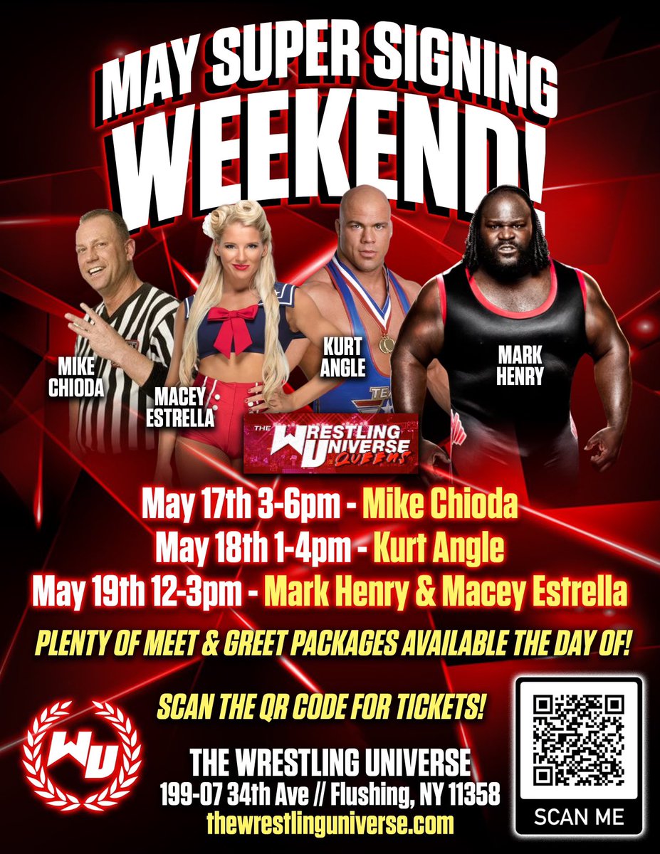 HUGE Weekend of Wrestling Appearances at The Wrestling Universe store. Tickets and Info Available on our Website at TheWrestlingUniverse.com