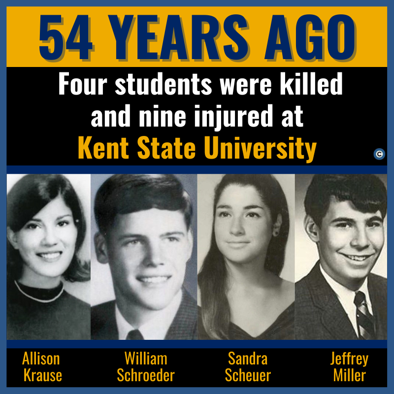 54 years ago, Kent State University became the location of one of the most infamous moments on a college campus when the Ohio National Guard fired into a crowd of students protesting the bombing of Cambodia by U.S. military forces. Photo: Courtesy of Kent State University