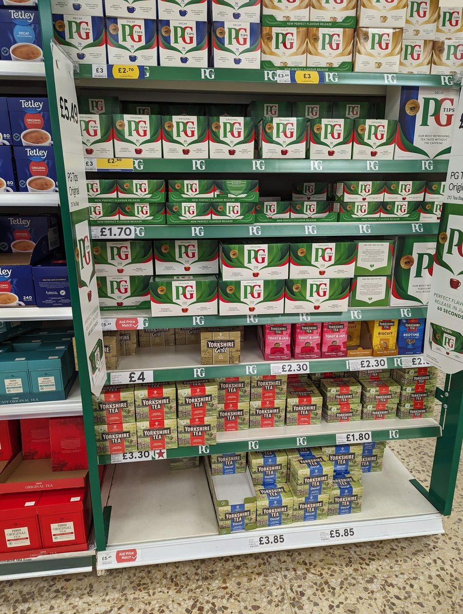 @YorkshireTea not happy about this situation in #tesco can I please have some answers! Can't have #PGtips taken over, #yorkshireteaforever #takeover 😭 on the bottom shelf..... really