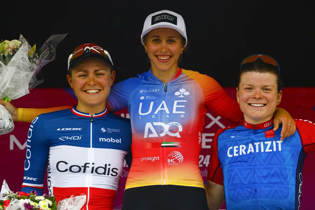 Another victory for UAE Team ADQ on the roads of France. @silvia_persico wins the #GPMorbihan in #Plumelec (95.7km). 
Again today a super team effort. 7th @ele_gaspa and 9th Dominika Wlodarczyk

📸 @SprintCycling

#UAETeamADQ #UnitedToBeStronger #WeRideToInspire #Believe