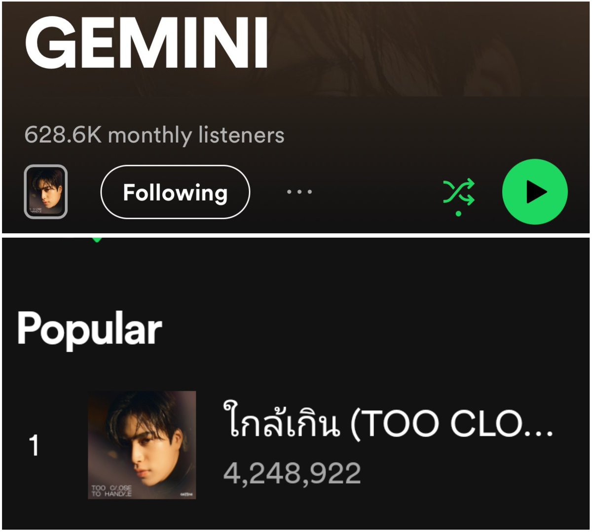 tcth is really doing good 🥹

*EFM94 Champ of the month
*Gets no.1 5 times in radio charts
*Charted high (inside top 10) in radio charts
*Reached 4 million streams faster than ayw
*Gemini being the riser artist with the most monthly listeners in spotify 
#พี่ใกล้ChampOfAprilEFM