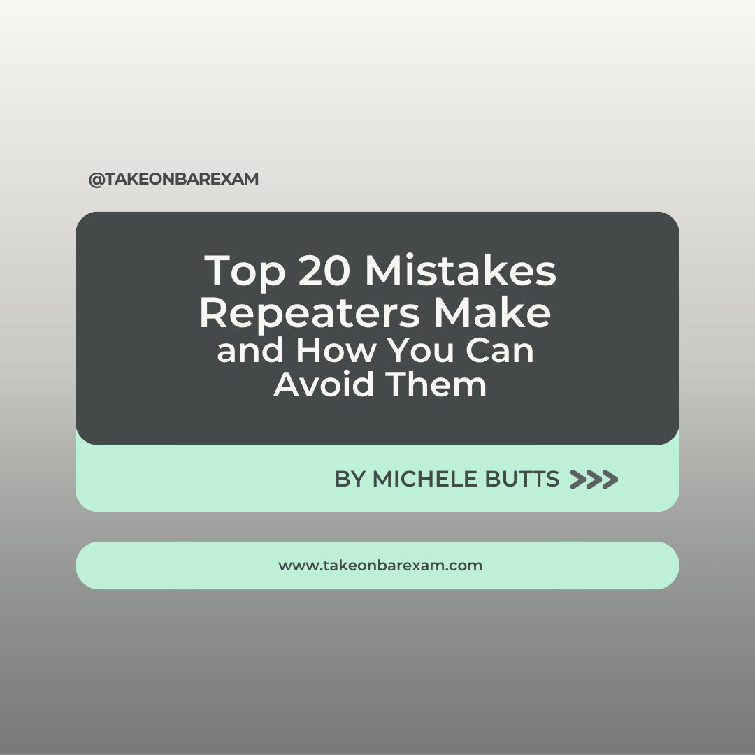 takeonbarexam's tweet image. Insider knowledge for Bar Exam repeaters! Michele Butts, a Bar Exam expert, shares the Top 20 Tips repeat takers SWEAR by!  Don&apos;t miss out -  Part 1 drops today!  
bit.ly/3Kw6NMR 
#Law #takeonbarexam  #barexamprep #BarPrepHelp #februarybarexam #julybarexam #lawtwitter