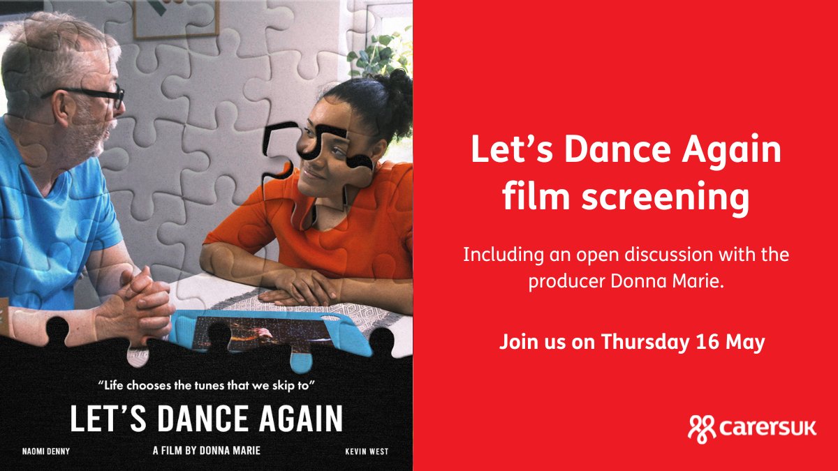 📽️ Join us on Thursday 16 May at 4pm for a screening of the short film Let’s Dance Again, produced by Donna Marie to mark #DementiaActionWeek Followed by a discussion with Donna and a chance to share your own reflections and experiences. Book here: go.carersuk.org/4dgAIHI?utm_so…