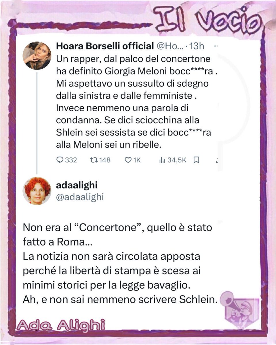 Ada Alighi @adaalighi #4aprile #ilvocio #HoaraBorselli #Schlein #giornalista #libertàdistampa #leggebavaglio #GiorgiaMeloni #Foggia #Gennarone #concerto