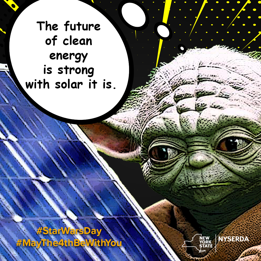 🌟 #MaytheFourthBeWithYou! In a galaxy not so far away, the power of the sun shines upon us! NY-Sun is making #solar more accessible & has positioned NY as the #1 #communitysolar market in the U.S. Harness the power of the sun at your home or business. ☀️on.ny.gov/3QeXs0Y