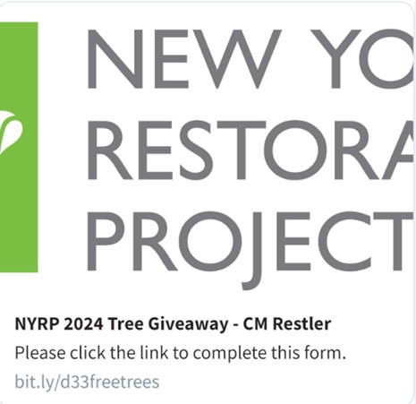 Visit the #JavaStreetCommunityGarden for a tree giveaway sponsored by @LincolnRestler and @NYRP on Sunday, May 5th from 2pm to 4pm at 59 Java Street, Brooklyn, NY 11222. Sign up to take home a tree to plant in your backyard. Reserve your tree now: bit.ly/d33freetrees