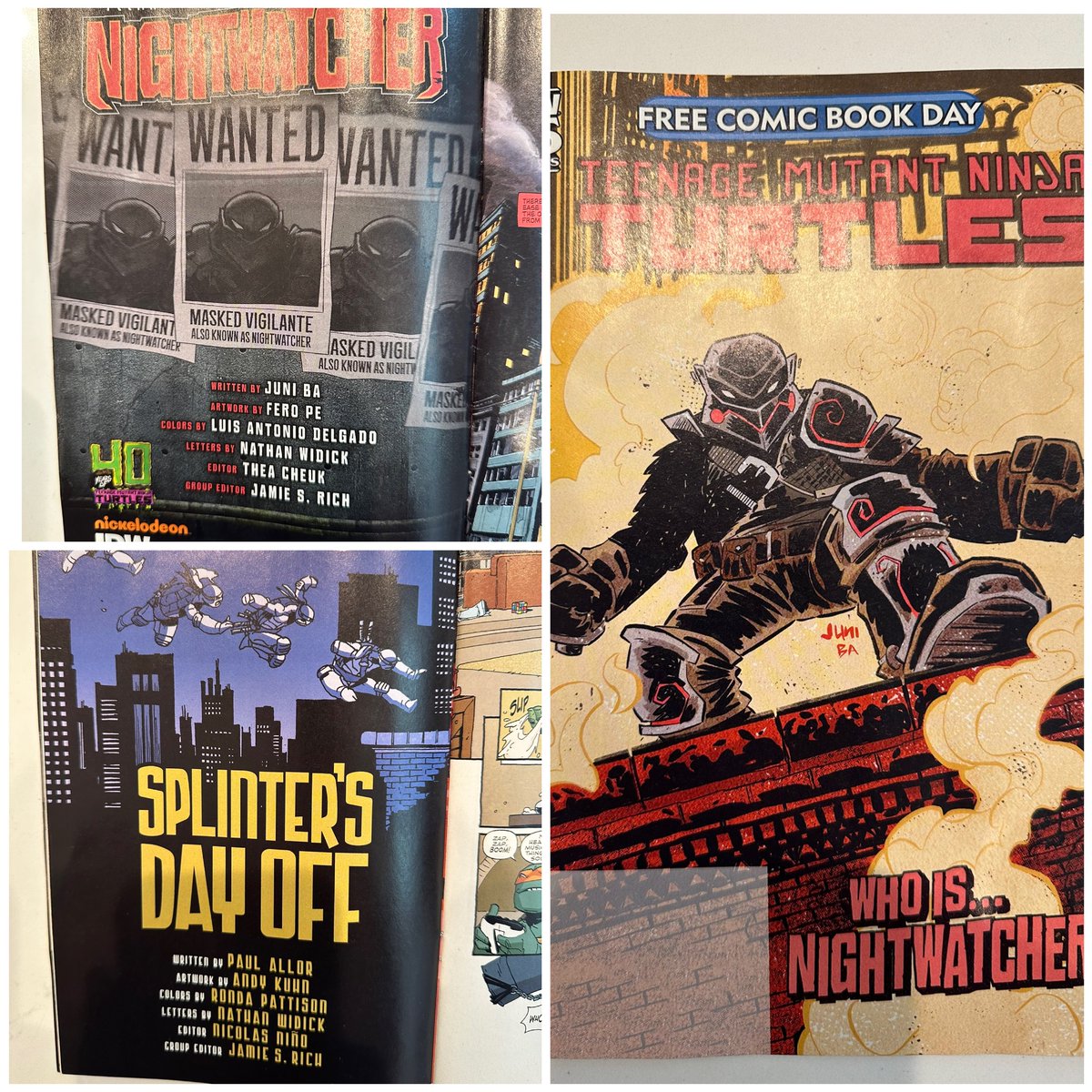 Happy Free Comic Book Day, everyone! Today’s TMNT issue from @IDWPublishing has TWO new tales: a NIGHTWATCHER prelude & the fun SPLINTER’S DAY OFF. Find a shop near you to join the celebration of comics & don’t forget to buy something while you’re there: comicshoplocator.com