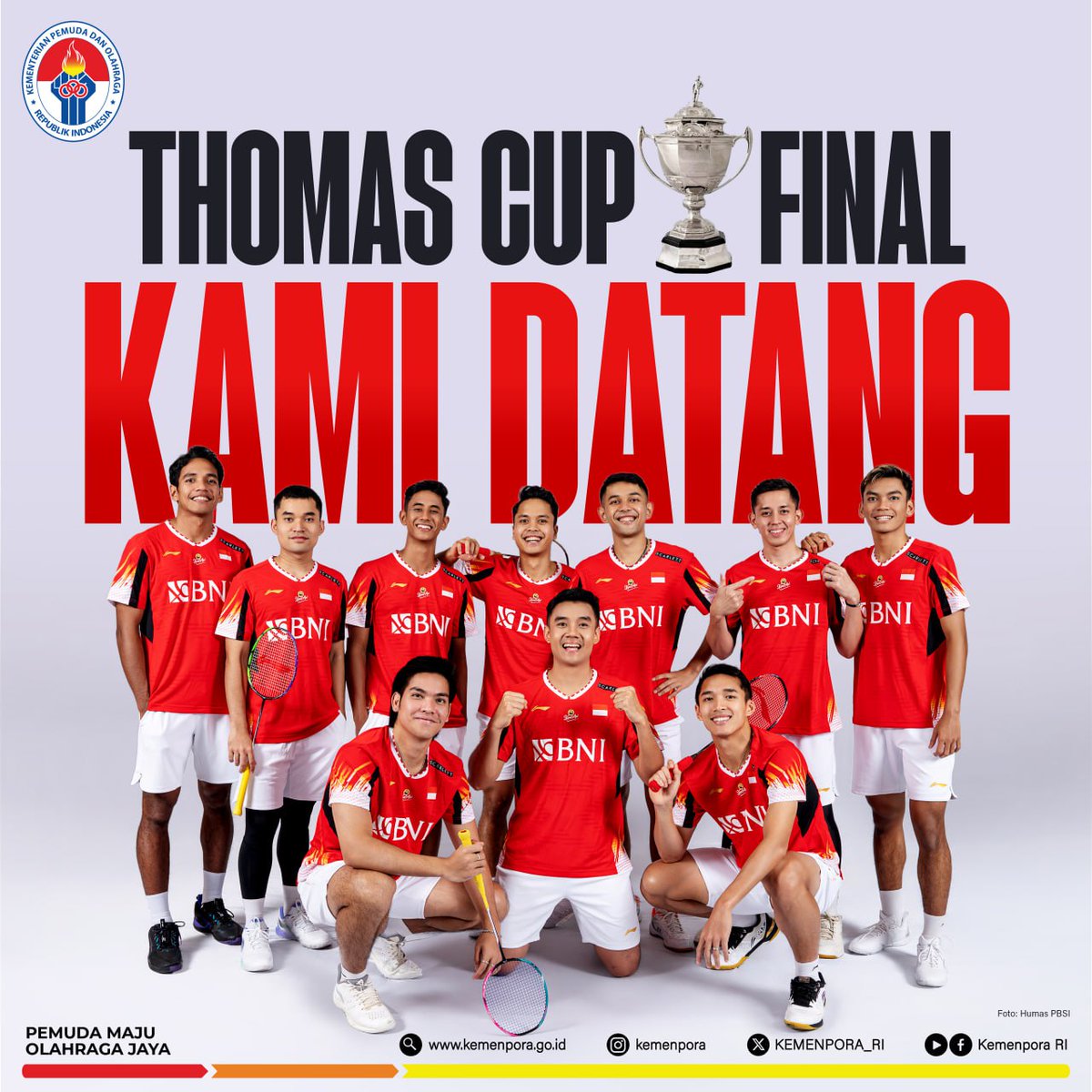 TIM THOMAS INDONESIA MENYUSUL KE FINAL! 🇮🇩

Congrats Boys!

#Kemenpora
#PemudaMajuOlahragaJaya
#ThomasCup2024