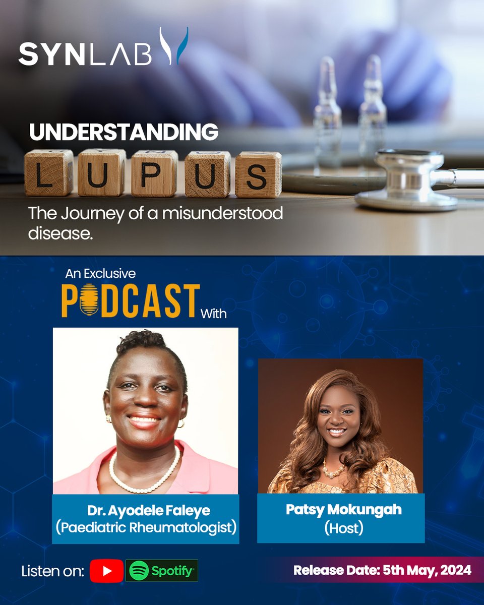 🎙️ Coming Soon: Understanding LUPUS - The Journey of a Misunderstood Disease   Get ready to explore the world of lupus with our exclusive podcast featuring Dr. Ayodele Faleye,@joy_dazy, a Paediatric Rheumatologist, LASUTH and our host Patsy Mokungah #ExpertInsights #SYNLABNigeria