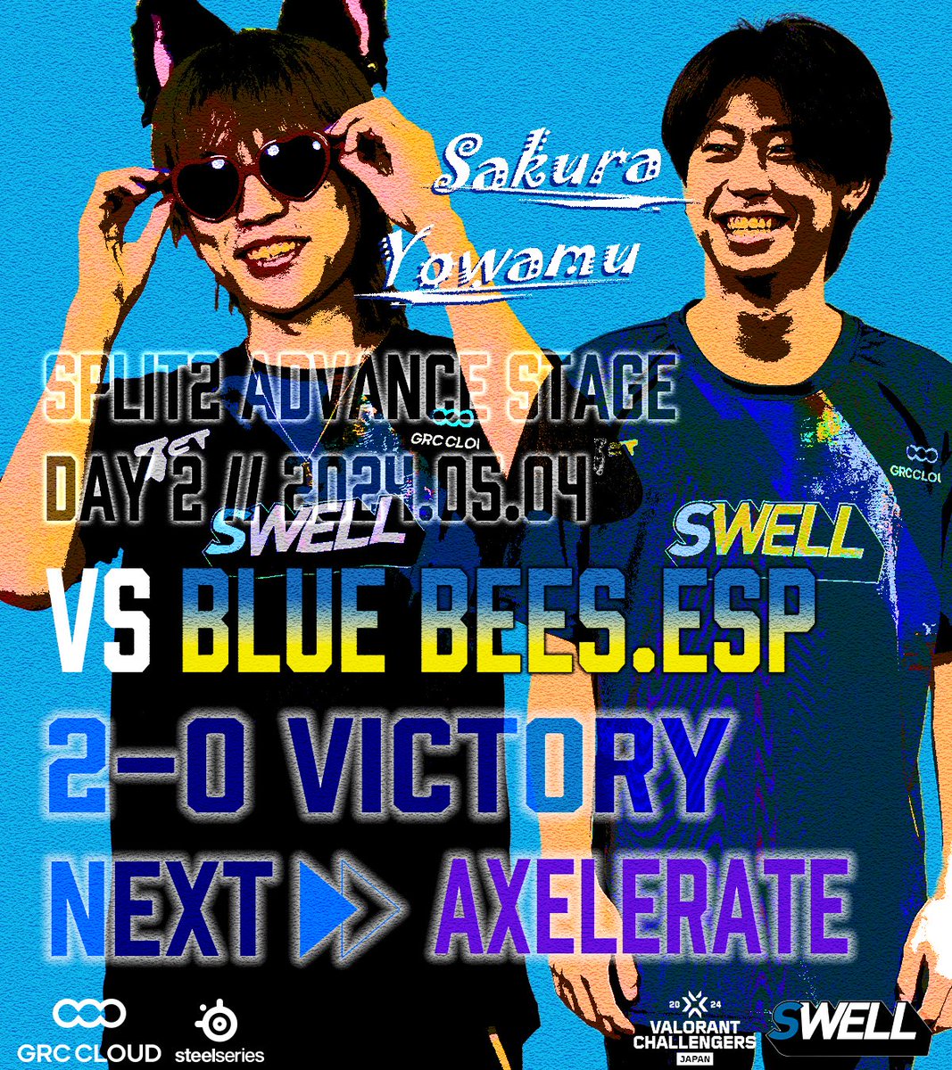 ⠀
   ▍ #VALORANT  Challengers Japan Split2  🇯🇵

 └  𝗔𝗱𝘃𝗮𝗻𝗰𝗲 𝗦𝘁𝗮𝗴𝗲 𝗗𝗮𝘆 𝟮 🔆 

  🟡  First 𝗥𝗼𝘂𝗻𝗱  …  𝗪𝗜𝗡 🏆

  ▶️  NEXT  vs  AXELERATE

   ▍ #BCSWIN   #ChallengersJP 
⠀