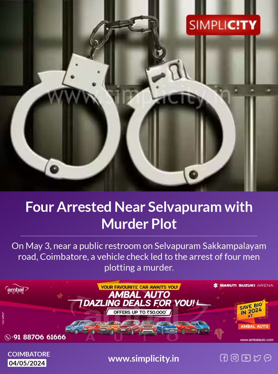 Four Arrested Near Selvapuram with Murder Plot simplicity.in/coimbatore/eng…